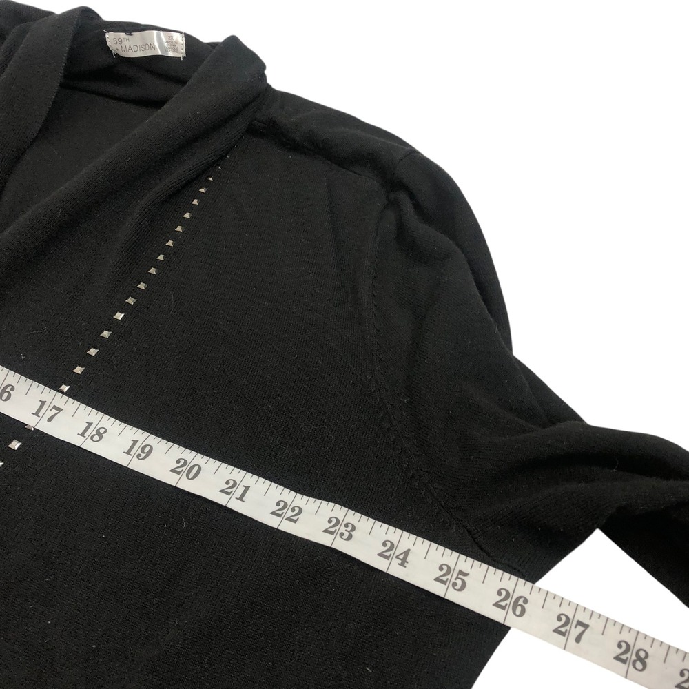 89th + Madison Black Studded Open Front Knit Cardigan Sweater Size 2X Gothic - Picture 9 of 11